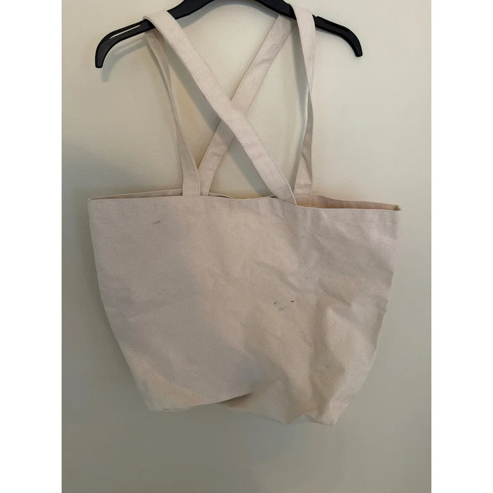 KCRW Santa Monica Route 66 Cowboy Canvas Tote Bag Blue Cream Western Graphic